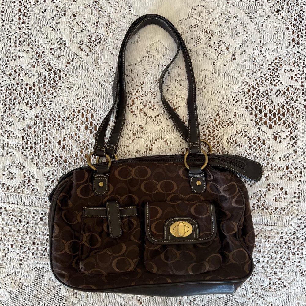 Chic Brown Patterned Shoulder Bag